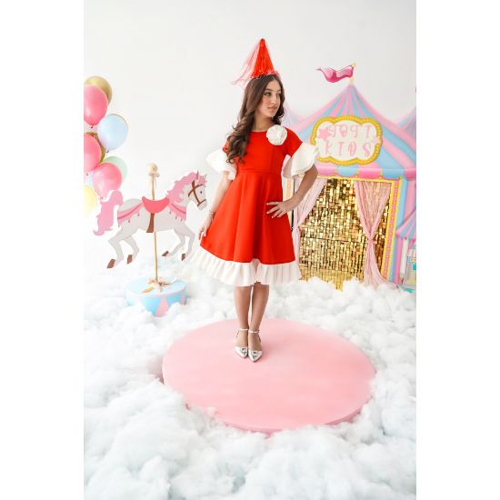 صورة فستان بناتي طبي احمر ملكي - m3688